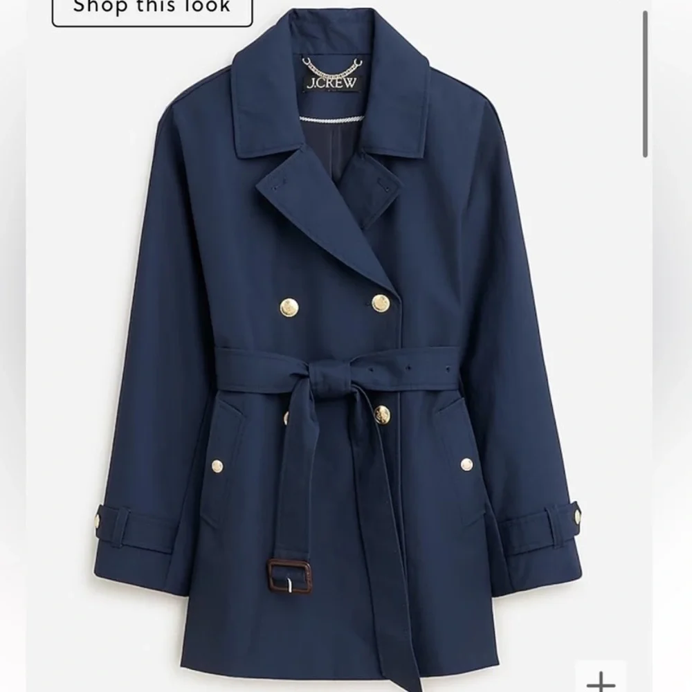J. Crew Women’s Short trench coat BJ979 Navy Blue Large - Picture 3 of 5